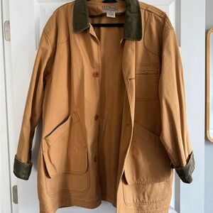L.L. Bean Beige Workwear Jacket with Olive Details